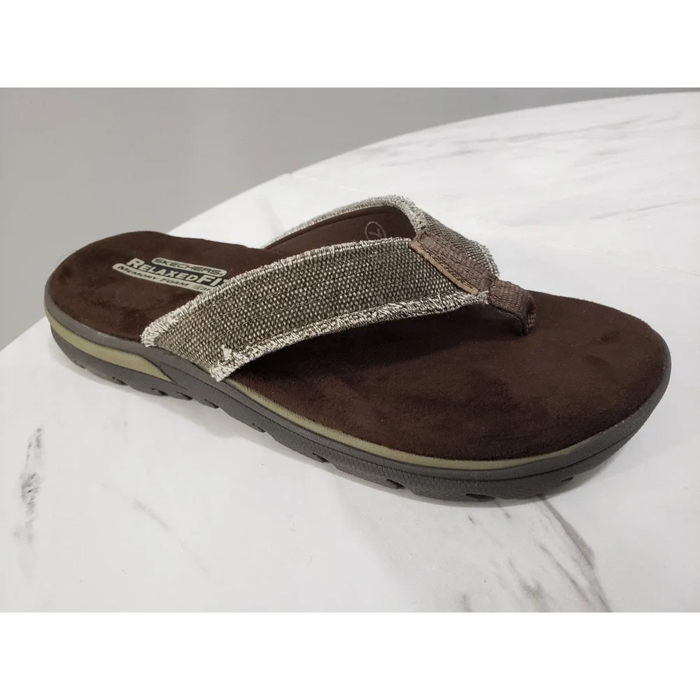 NEW NO BOX - SIZE 7  Men Skechers Relaxed Fit Supreme Bosnia Sandals 64152 Brown